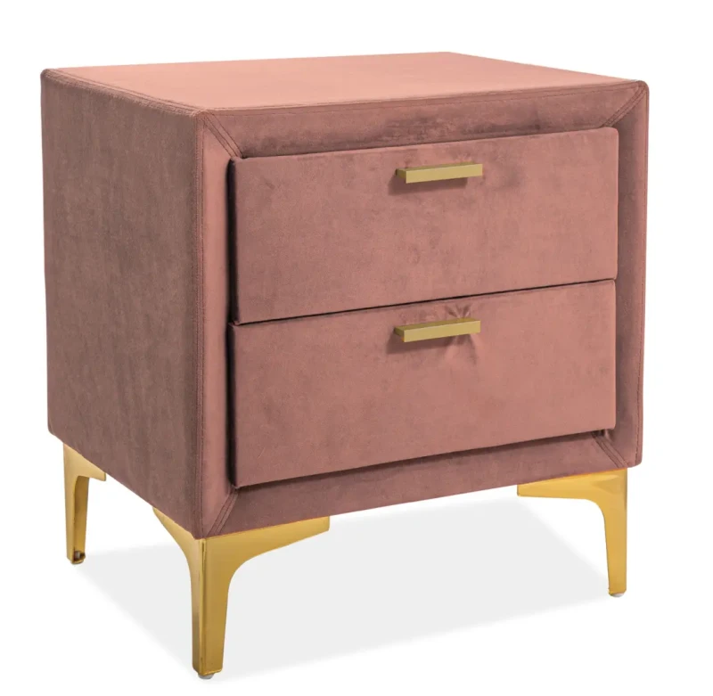 Szafka nocna tapicerowana Monako Velvet antyczny róż Bluvel 52