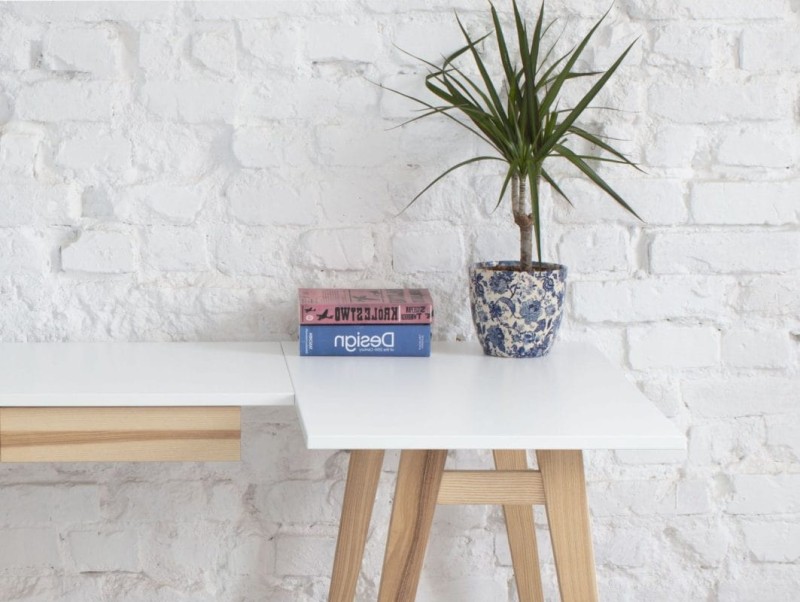 Biurko narożne LUKA jesion z szufladami 115 cm