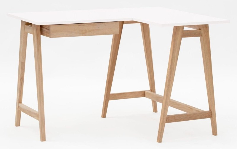 Biurko narożne LUKA jesion z szufladami 115 cm PRAWE