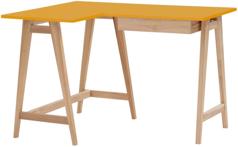 Biurko narożne LUKA jesion z szufladami 115 cm Ciemna Cytryna LEWE