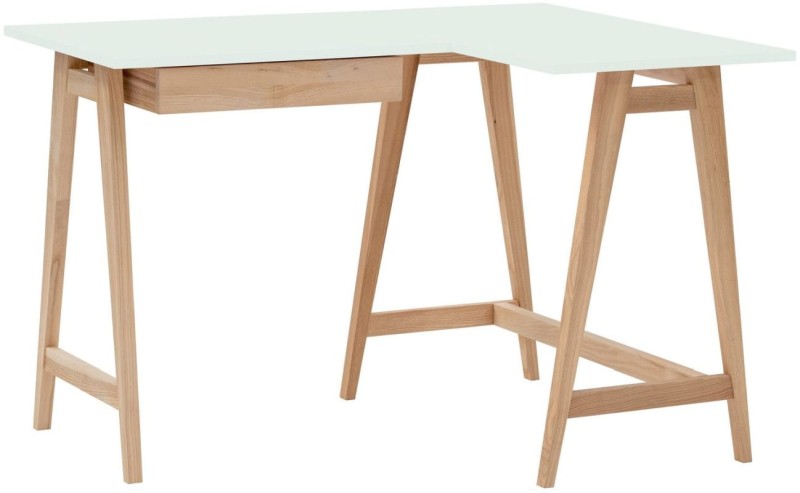 Biurko narożne LUKA jesion z szufladami 115 cm Ulotny Mietowy PRAWE