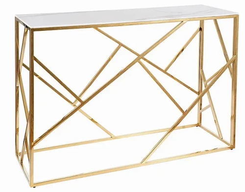 Konsolka Escada C II 120x40 cm biały efekt marmuru/złoty