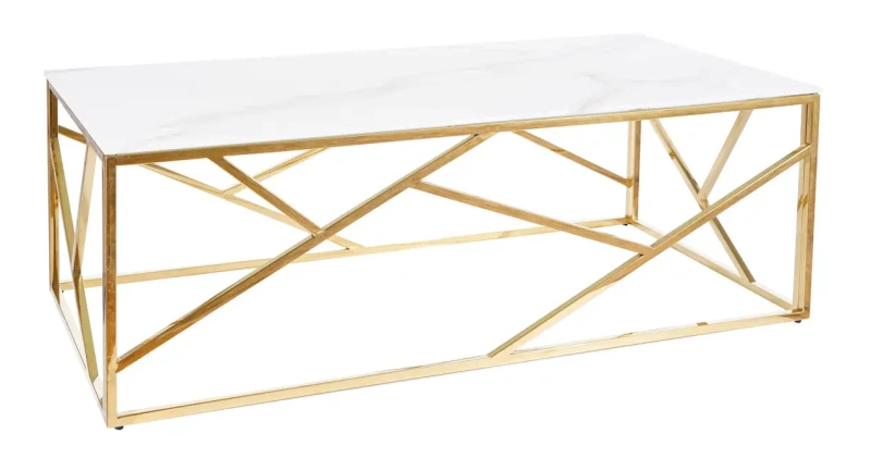 Ława Escada A II 120x60 cm biały efekt marmuru/złoty