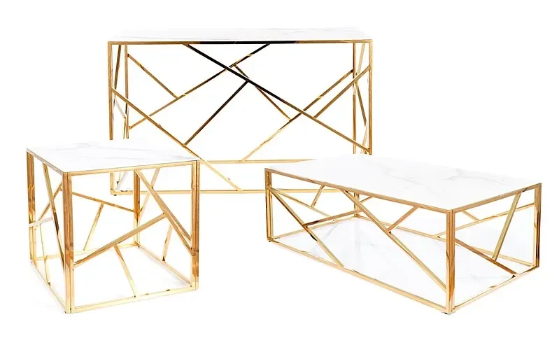 Ława Escada A II 120x60 cm biały efekt marmuru/złoty