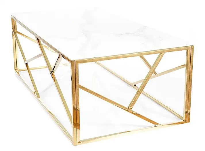 Ława Escada A II 120x60 cm biały efekt marmuru/złoty