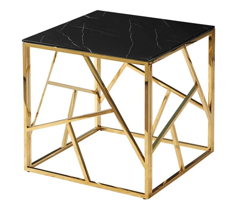 Stolik Escada B II 55x55 cm czarny efekt marmuru/złoty