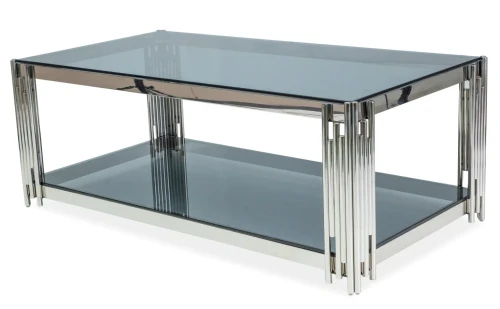 Ława Fossil A 120x60 cm szkło dymione/srebrny