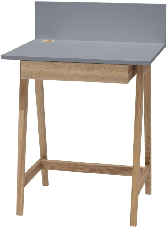 Biurko LUKA dąb z szufladą 65 cm Jesionowe Ciemnoszare