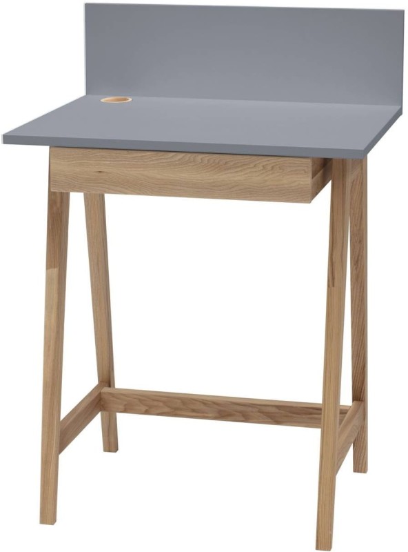 Biurko LUKA dąb z szufladą 65 cm Jesionowe Ciemnoszare