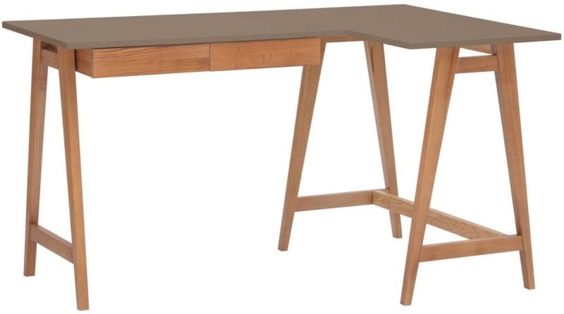 Biurko narożne LUKA dąb z szufladami 135 cm Bobrza Glina PRAWE