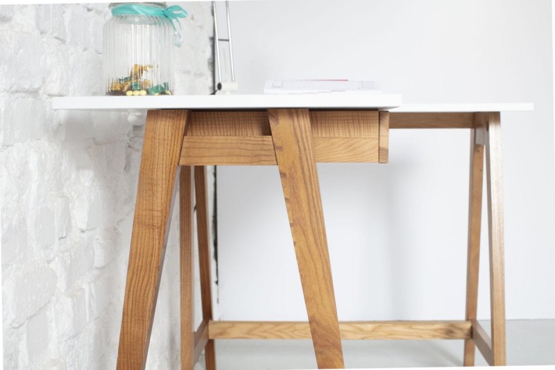 Biurko narożne LUKA dąb z szufladami 135 cm