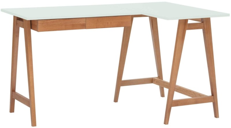 Biurko narożne LUKA dąb z szufladami 135 cm Ulotny Mietowy PRAWE