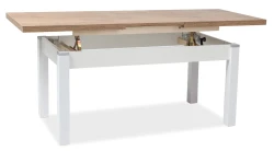 Ławostół rozkładany Kleopatra 124-164 cm dąb lancelot/biały półmat