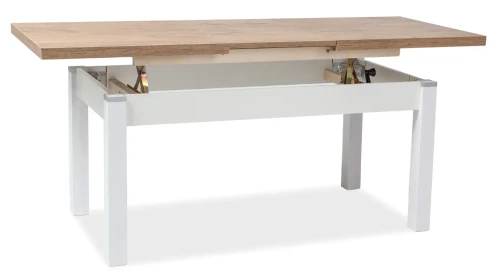 Ławostół rozkładany Kleopatra 124-164 cm dąb lancelot/biały półmat