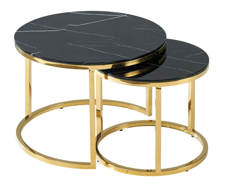 Zestaw stolików Muse II czarny efekt marmuru/złoty