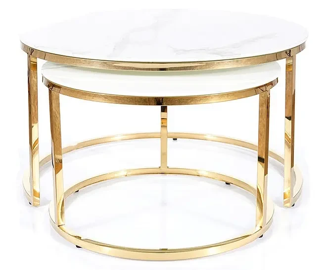 Zestaw stolików Muse biały efekt marmuru/złoty