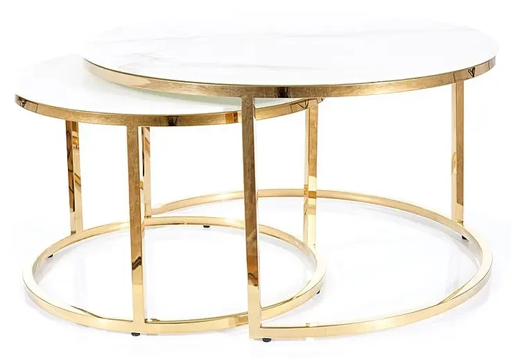 Zestaw stolików Muse biały efekt marmuru/złoty