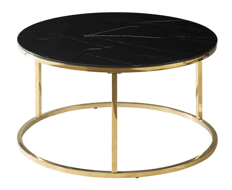 Stolik Sabine czarny efekt marmuru/złoty 80 cm