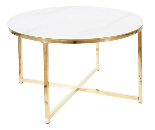 Stolik Salma biały efekt marmuru/złoty 80 cm