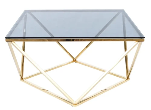 Stolik Silver A 80x80 cm szkło dymione/złoty