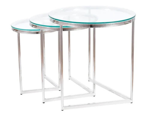 Zestaw stolików Trinity transparentny/srebrny