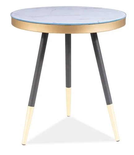 Stolik Vega C biały efekt marmuru/czarny 45 cm