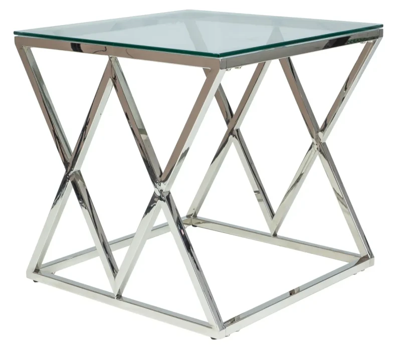 Ława Zegna B 55x55 cm transparentny/srebrny