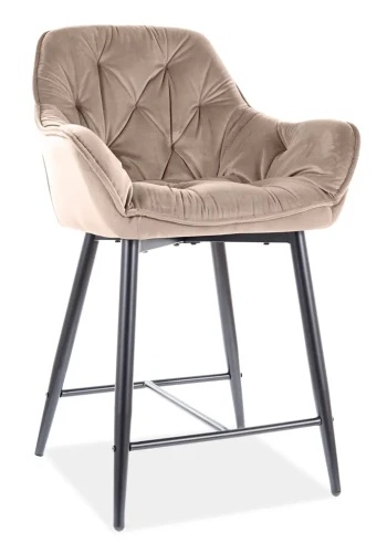 Hoker tapicerowany Cherry H-2 Velvet Bluvel 28 beż