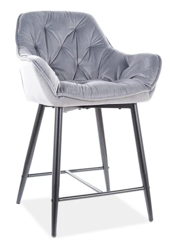 Hoker tapicerowany Cherry H-2 Velvet Bluvel 14 szary