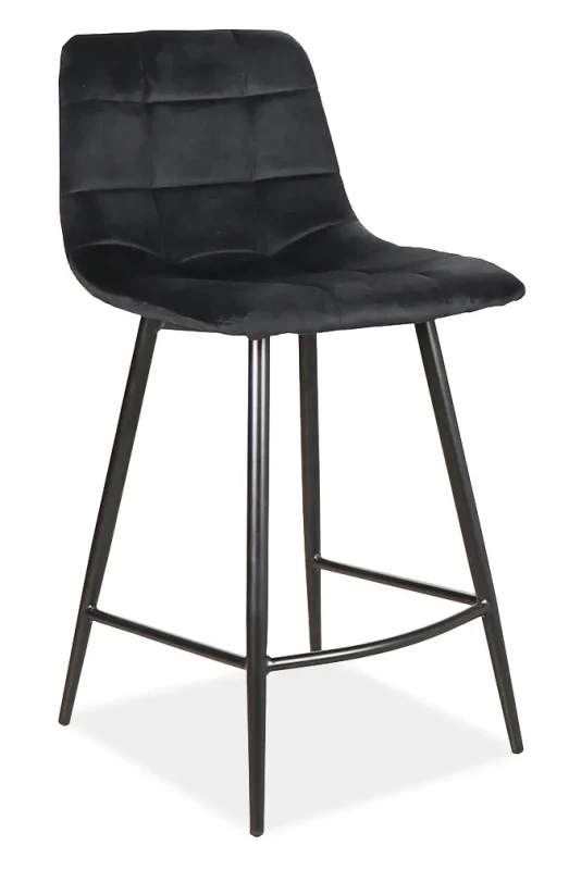 Hoker tapicerowany Mila H-2 Velvet Bluvel 19 czarny