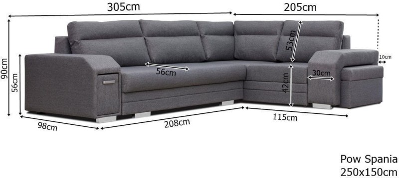 Narożnik tapicerowany rozkładany Alvares wymiary