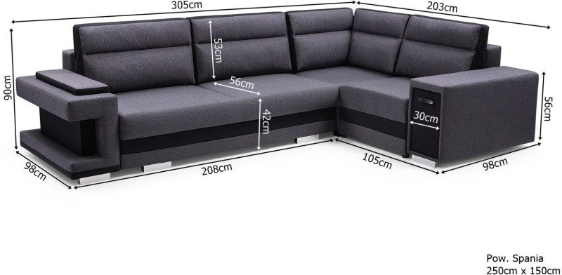 Narożnik tapicerowany rozkładany A1 wymiary