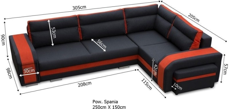 Narożnik tapicerowany rozkładany Assan wymiary