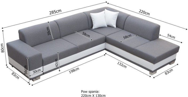 Narożnik tapicerowany rozkładany Darco wymiary