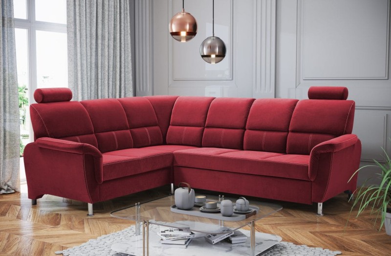 Narożnik tapicerowany rozkładany Diana Velva WINE