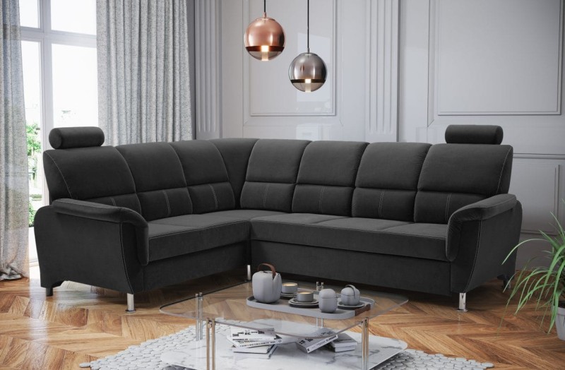 Narożnik tapicerowany rozkładany Diana Velva BLACK