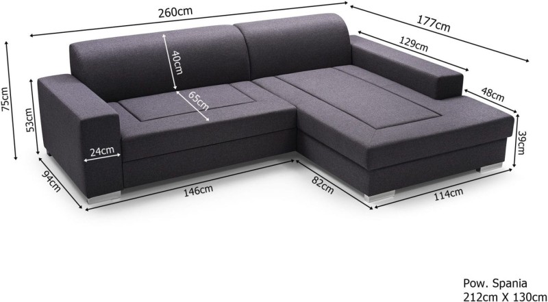 Narożnik tapicerowany rozkładany Malwa wymiary