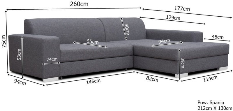 Narożnik tapicerowany rozkładany Mistral wymiary