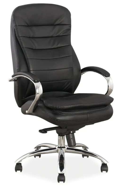 Fotel obrotowy Q-154 skóra naturalna czarny