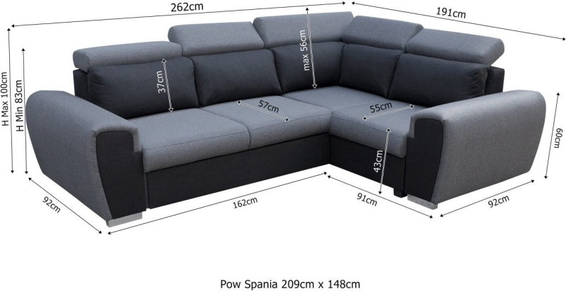 Narożnik tapicerowany rozkładany Wizaro wymiary