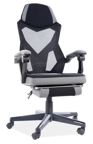 Fotel obrotowy z podnóżkiem Q-939 czarny/szary