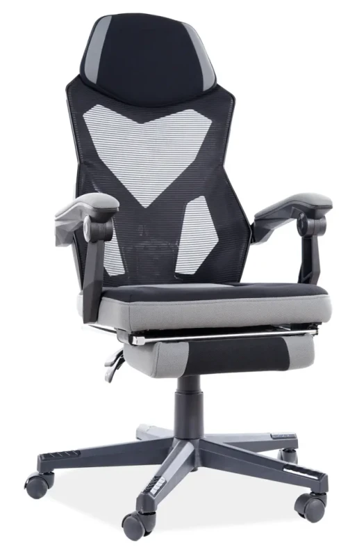 Fotel obrotowy z podnóżkiem Q-939 czarny/szary