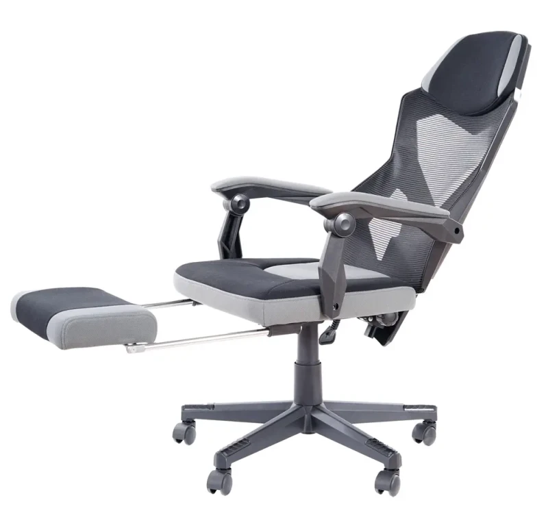 Fotel obrotowy z podnóżkiem Q-939 czarny/szary