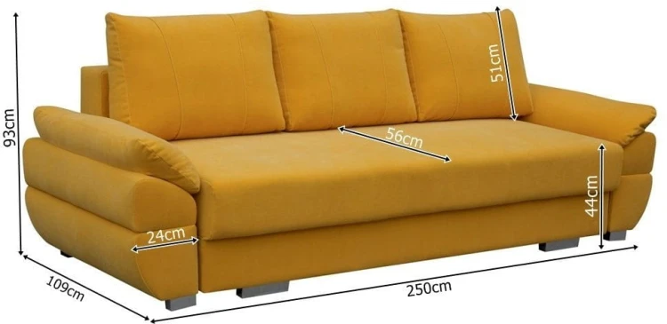 Sofa tapicerowana rozkładana Benita wymiary