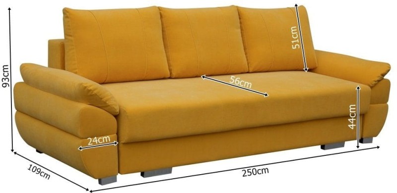 Sofa tapicerowana rozkładana Benita wymiary