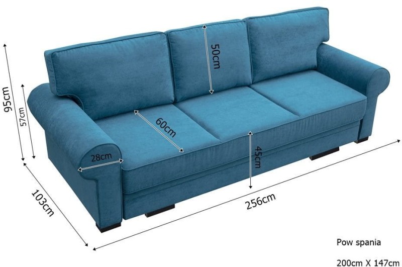 Sofa tapicerowana rozkładana Bukiet  Wymiary
