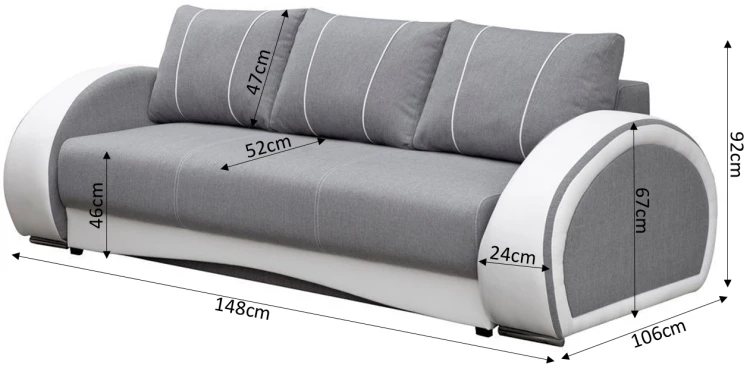 Sofa tapicerowana rozkładana Cher wymiary