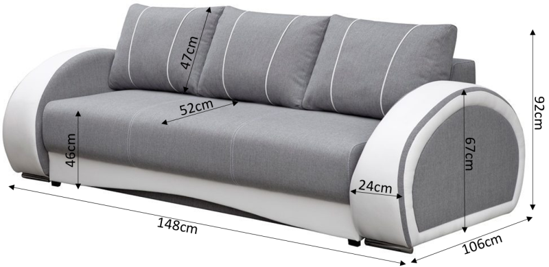 Sofa tapicerowana rozkładana Cher wymiary
