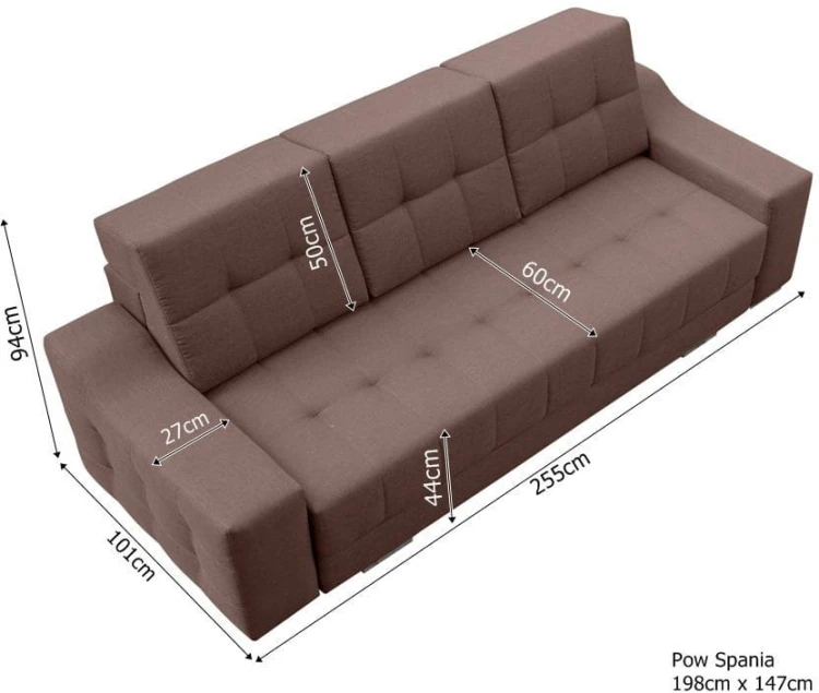 Sofa tapicerowana rozkładana Cynita Wymiary