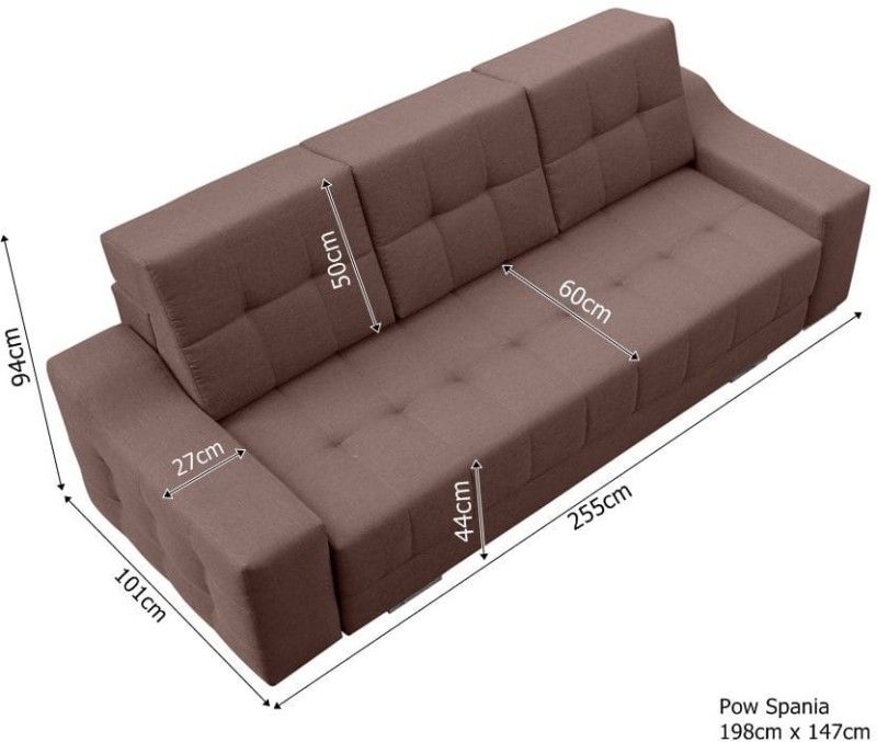Sofa tapicerowana rozkładana Cynita Wymiary